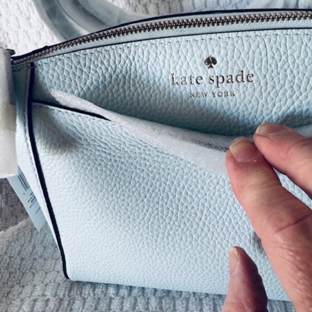 NWT Kate Spade Monica Small Crossbody Crisp Sky Blue Pebbled Leather - Picture 2 of 8